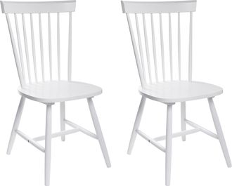Beliani Beliani - Juego De 2 Sillas De Comedor De Madera De Caucho Blanco R&uacute;stico Vintage Alto Con Respaldo Pintado Para Sala De Estar Burges