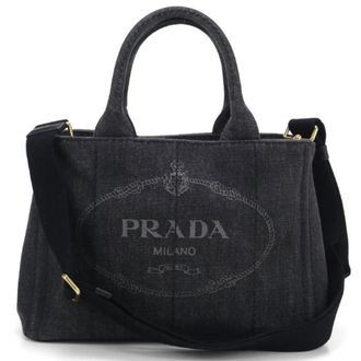 Prada Black Cotton Canvas Tote Bag (Pre-Owned)