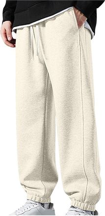 Generic Sweatpants for Men UK Open Hem Jogging Tracksuit Bottoms Casual Gym Sport Trousers Loose Fit Wide Straight Leg Lounge Pants Elastic Waisted Drawstring