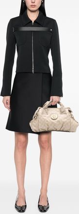 Gucci Pre-owned Womens Monogram Embossed Leather Handbag - Nude - One Size
