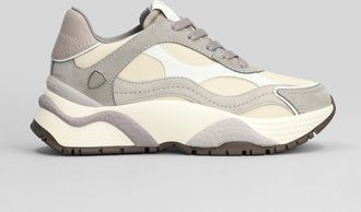 Philippe Model Odeon Low Sneakers In Beige Suede And Leather