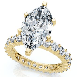Pompeii3 Certified 4.40Ct Marquise Eternity Engagement Ring 14k Gold or Pt Lab Grown