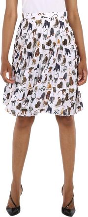 Burberry Ladies Monkey Print Pleated Crepe De Chine Skirt, Brand Size 10 (US Size 8)