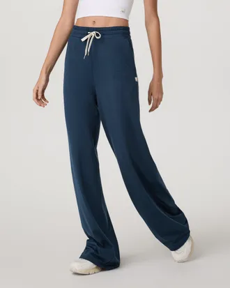 Vuori Clothing Halo Essential Wideleg Pants | Blue Coast Heather | XS, Size Extra Small