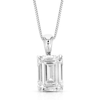 Vir Jewels 2 cttw Emerald Lab Grown Diamond Solitaire Pendant Necklace in 14K Gold with Chain For Women