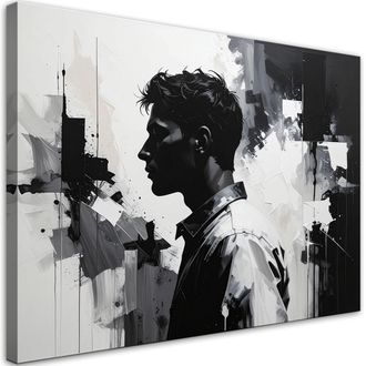 Feeby Cuadro En Lienzo Retrato En Blanco Y Negro De Un Hombre En Estilo Moderno 100x70