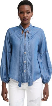 Twinset Denim blouse met strik - Dames - Blouses - Blauw - M - Denim - Overhemden