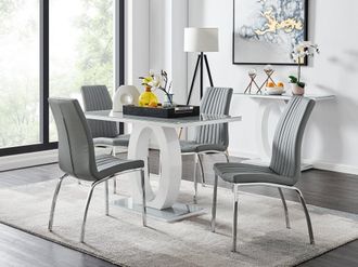 Furniturebox Giovani 4 Grey Dining Table & 4 Isco Chairs