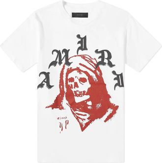 Amiri Mens Wes Lang Solar Kings T-Shirt in White Cotton - Size X-Large