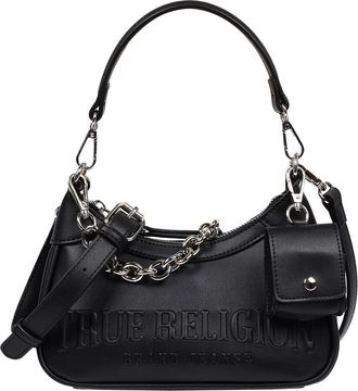 True Religion Punto Logo Zip Shoulder Bag in Black at Nordstrom Rack