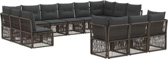 vidaXL Conjunto De Sof&aacute;s De Jard&iacute;n 13 Uds. Gris Rat&aacute;n Sint&eacute;tico Vidaxl