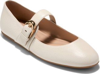 Cole Haan Grand Ambition Alissa Mary Jane Leather Flat in Ivory Tumbled Leather at Nordstrom, Size 7.5