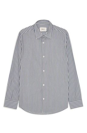 Nn.07 Freddy Organic Cotton Button-Up Shirt in Sea Stripe at Nordstrom, Size Xx-Large