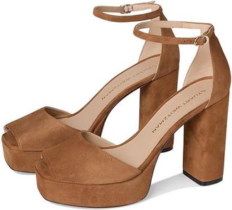Stuart Weitzman Sabrina Platform Sandals Womens Dress Sandals Toasted Almond : 10.5 M, Leather