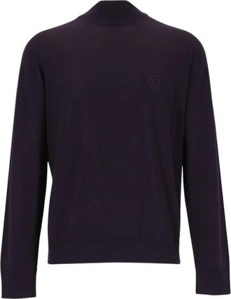 Giorgio Armani Wollen coltrui - Heren - Coltruien - Blauw - XL - Wol - Truien & Vesten