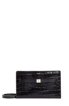 Toteme Belted Croc Embossed Leather Crossbody Bag in Black at Nordstrom