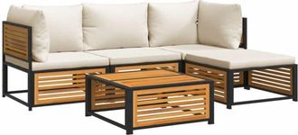 vidaXL Set De Sof&aacute;s De Jard&iacute;n Con Cojines 5 Pzas Madera Maciza Acacia Vidaxl