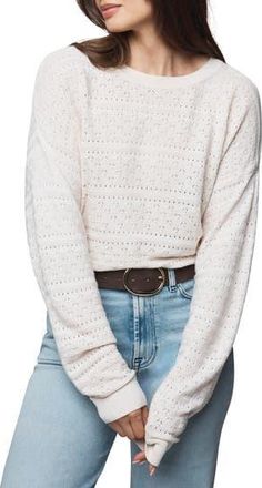 Splendid Georgie Oversize Pointelle Sweater in Pale Oak Heather at Nordstrom Rack, Size Small