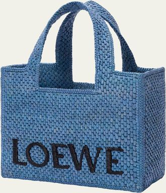Loewe x Paulas Ibiza Font Logo Small Tote Bag in Raffia