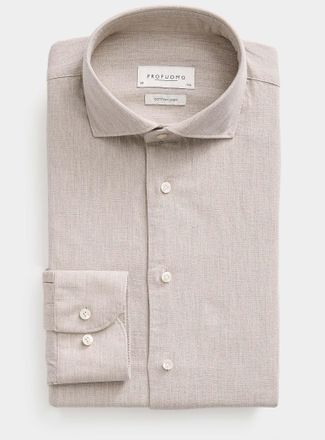 Profuomo Mens Cotton-linen grey shirt Slim fit
