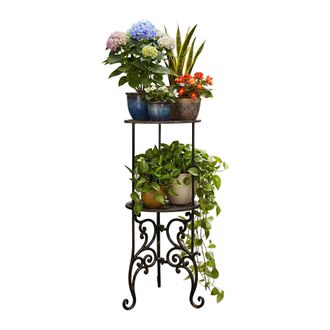 Relaxdays Relaxdays Soporte Para Plantas Vintage, 2 Niveles, Hierro Fundido, 66&times;27,5 Cm, Exterior, Marr&oacute;n