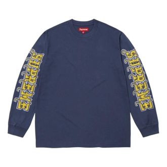 SUPREME FW25 Intarsia Sleeve L/S Top Navy SUP-FW25-111-NA