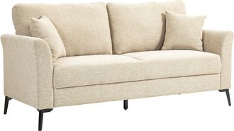 HOMCOM 3 Seater Sofa - Linen Fabric Sofa for Living Room - Beige | TJ Hughes