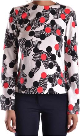 Msgm Geometric Top met Lange Mouwen - Dames - Longsleeves - Wit - S - Tops