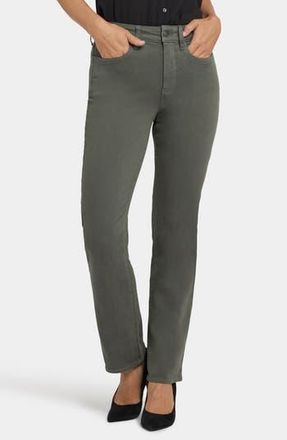 NYDJ Marilyn High Waist Straight Leg Jeans in True Olive at Nordstrom Rack, Size 12
