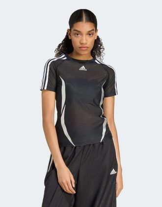 adidas Originals Adilenium Season 4 Teamgeist - T-shirt aderente trasparente nera-Nero