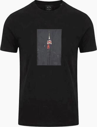 A|X Armani Exchange Mens Skyscraper Graphic Logo Black T-Shirt - Size: 42