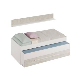Usinestreet Habitdesign Elliot, Due Letti, Cassetto, Mensola, Letto Per Bambini, Finitura Bianca Artik E Velho, 199 Cm (lunghezza) X 96 Cm (larghezza) X 65 Cm (al