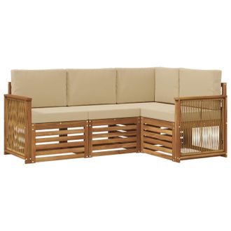 vidaXL Juegos De Sof&aacute;s Con Coj&iacute;n 4 Pcs Madera De Acacia S&oacute;lida Vidaxl