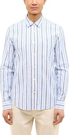 Mustang Langarmhemd MUSTANG Herren Style Rawlins, Herren, Gr. XL, US-Gr&ouml;ssen, bunt 12745, Twill, 55% Leinen, 45% Baumwolle, gestreift, slim fit, Hemden Langar