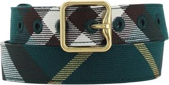 Burberry Square Buckle Check-Pattern Belt, Size Medium