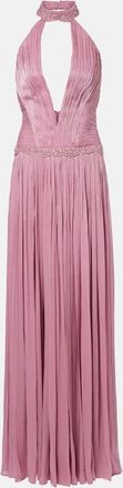 Costarellos Juliette halterneck georgette lam&eacute; gown