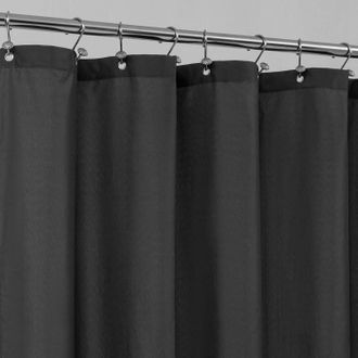 OEM Cortina De Ducha Extralarga De Tejido Impermeable, Suave Y Ligero, Lavable A M&aacute;quina, 180 X 200 Cm, Color Negro