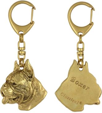 OEM Boxer, Boxer I - Llavero Ba&ntilde;ado En Oro Con Perro, Decoraci&oacute;n Para Bolsos, Accesorio De Lujo De Art-dog