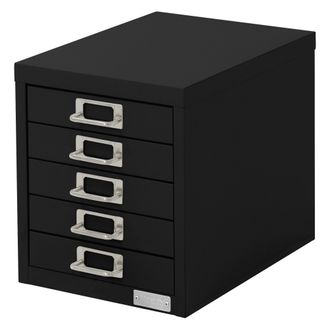 ML Design Ml-design - Archivador Con 5 Cajones, 28x38x33 Cm Acero Negro Armario Independiente Auxiliar De Oficinas Con Portaetiquetas Cajonera Met&aacute;lica Para Din