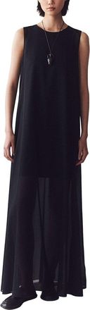 Lafayette 148 New York Sleeveless Side Slit Silk-Trim Dress