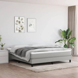 Berkfield Home Box Spring Bed Frame Light Grey 180x200cm Super King Fabric