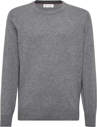 Brunello Cucinelli Truien & Vesten, Heren, Grijs, 2Xl, Kasjmier, Trui met ronde hals