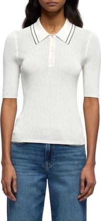 7 For All Mankind Piped Rib Polo Sweater in White at Nordstrom, Size X-Large