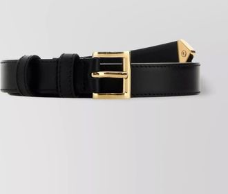 Prada leather belt with adjustable length and gold-tone buckle