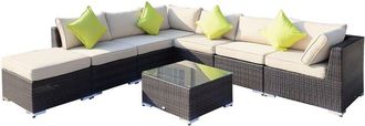 OUTSUNNY 8pc Rattan Sofa Garden Furniture Aluminium Outdoor Patio Set Mixed Brown - Outsunny