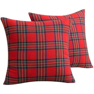 OEM 2 Fundas De Coj&iacute;n Navide&ntilde;as De Tart&aacute;n A Cuadros, Fundas De Almohada Decorativas Para Cama, Sof&aacute; Y Hogar