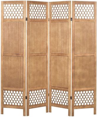 Beliani Divisorio decorativo tradizionale 4 pannelli pieghevoli in legno di Paulownia MDF Soggiorno moderno Camera da letto Legno chiaro Certosa