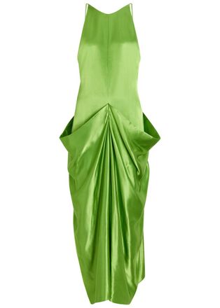 Khaite Kent Draped Satin Midi Dress - Green - 6 (UK10 / S)