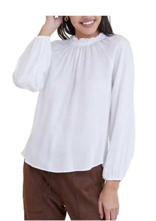 Bella Dahl Shirred Neck Top In White