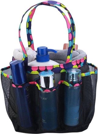 OEM Organizador De Ducha Port&aacute;til De Malla, Bolsa Con 8 Cestas Para Ba&ntilde;o De Estudiantes, Ideal Para Camping Y Gimnasio (negro)